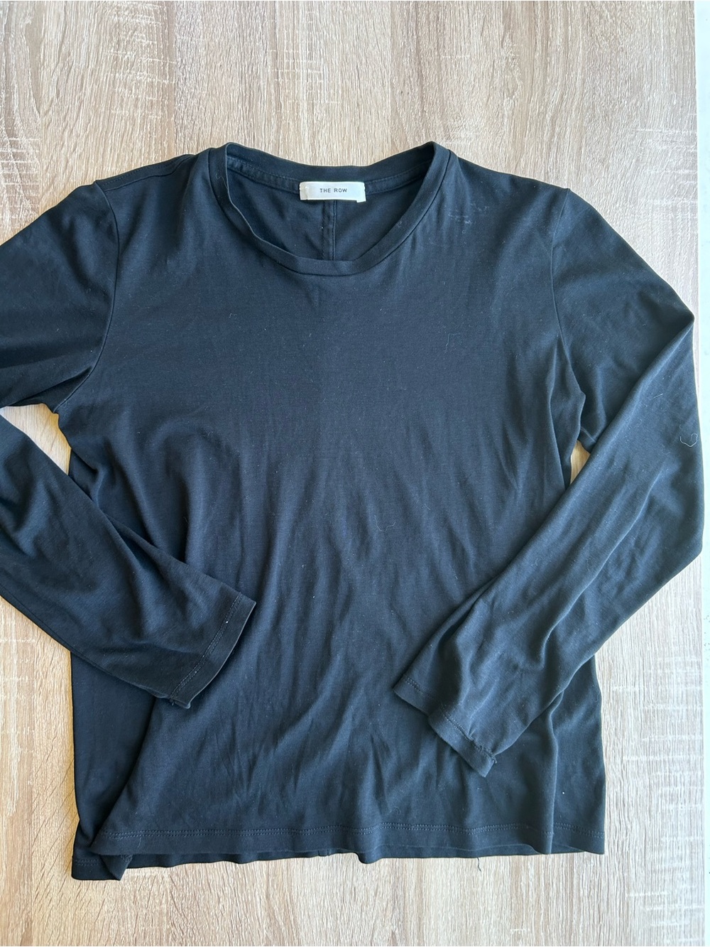 The Row Black Long Sleeve Cotton Tee M Medium